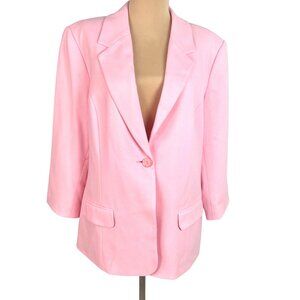 Vintage 90s Classic Soft Pink Oversized Washable Blazer Size 14 Feminine Lined